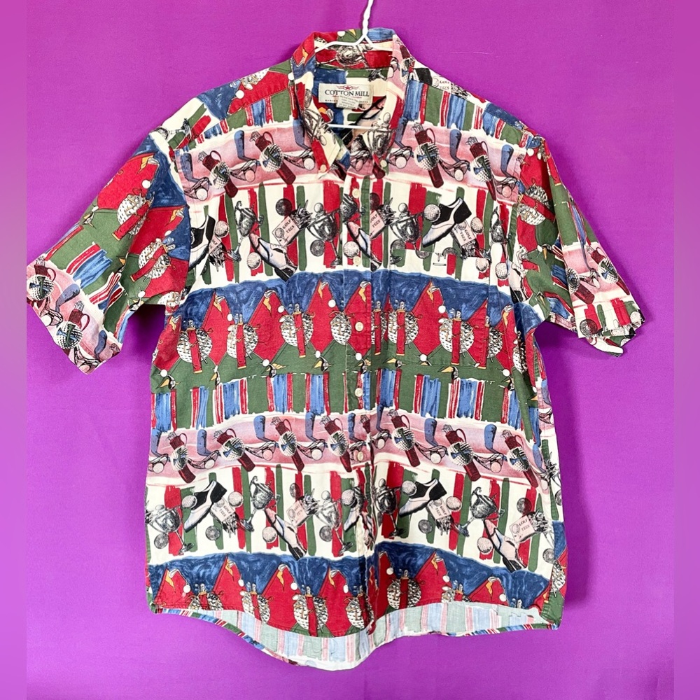 Vintage Cottonmill Golf print heavy short sleeve Men's Shirt Size X-Large